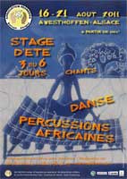 Danse - Stages d’été de danse et de percussions africaines du 16 au 21 août 2011 à Westhoffen - Association Beoneema Europe-Afrique