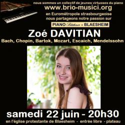 Récital de Piano de Zoé DAVITIAN - Brio Musici