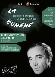 Spectacle de Théâtre muscial « La Bohème » d’après les textes de chansons de Charles Aznavour avec Christophe Feltz (jeu)<br />
et Luc Schillinger (guitare et chant)