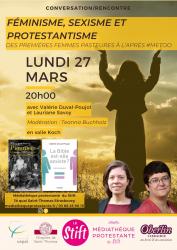 Lundi 27 mars à 20h00 : Conférence « Féminisme, sexisme et protestantisme. Des premières femmes pasteures à l’après #MeToo »